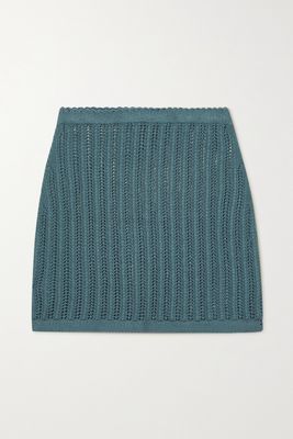 Savannah Morrow - Mirana Crocheted Pima Cotton Mini Skirt - Blue