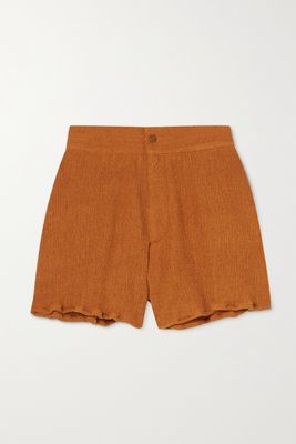Savannah Morrow - Verita Crinkled Silk And Bamboo-blend Shorts - Orange