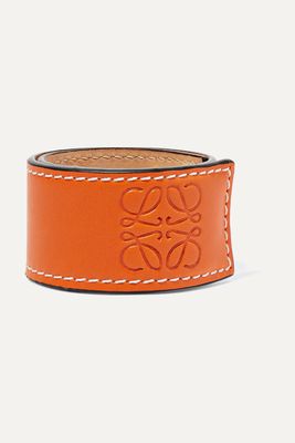 Loewe - Logo-embossed Leather Bracelet - Orange