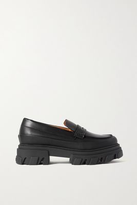 GANNI - Rubber-trimmed Leather Platform Loafers - Black