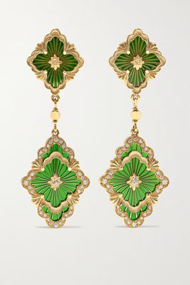 Buccellati - Opera Tulle 18-karat Gold, Enamel And Diamond Earrings - one size