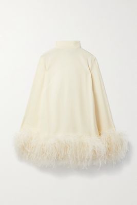 Taller Marmo - Gina Feather-trimmed Crepe Mini Dress - Ivory