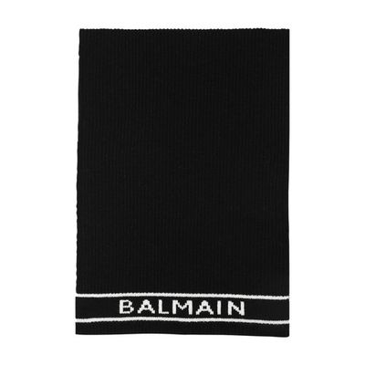 Wool and cashmere scarf with embroide white logo