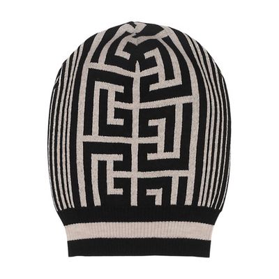 Wool beanie with embroide monogram