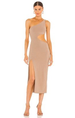 h:ours Almira Midi Dress in Nude