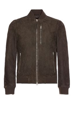 ALLSAINTS Kemble Suede Bomber in Grey
