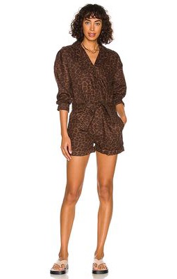 ACACIA Billy Linen Romper in Brown