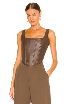 Ena Pelly Leather Bustier in Chocolate
