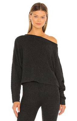 Le Ore Lodi Ribbed Knit Pullover Sweater in Charcoal