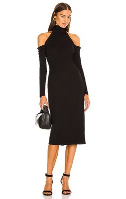 Donna Karan X REVOLVE Cold Shoulder Midi Dress in Black