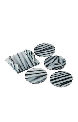 AEYRE by Valet Round Acrylic Coaster Set in Black,White.