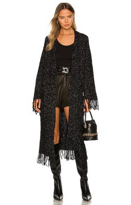 Autumn Cashmere Fringe Duster Sweater in Black