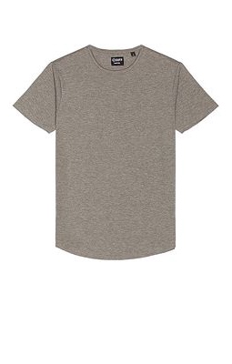 Cuts Crew Curve Hem T-Shirt in Grey