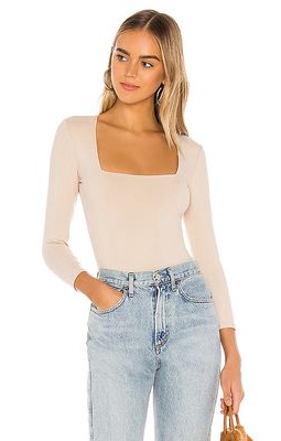 Free People Truth Or Square Bodysuit in Cream