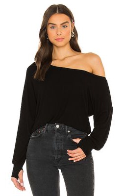 Michael Lauren Kristopher Open Shoulder Top in Black