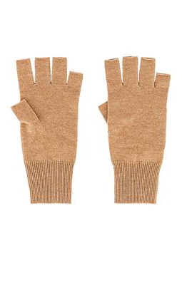 Autumn Cashmere Fingerless Gloves in Tan.