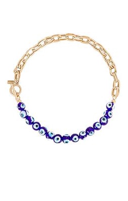 8 Other Reasons Evil Eye Chain Necklace in Metallic Gold.