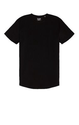 Cuts Crew Curve Hem T-Shirt in Black