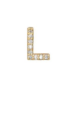 BYCHARI Diamond Initial Earring in Metallic Gold