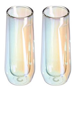 Corkcicle Glass Flute Double Pack 7 oz in Blue,Orange.
