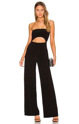 Norma Kamali Strapless Cut Out Jumpsuit in Black