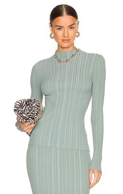 Ena Pelly Compact Rib Knit Top in Sage