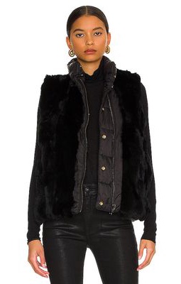 Adrienne Landau Morgan Reversible Fur Vest in Black