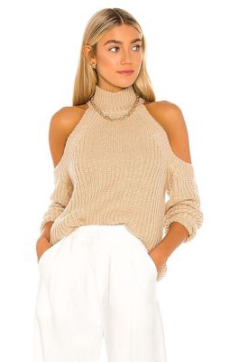 MAJORELLE Estrid Cold Shoulder Sweater in Tan