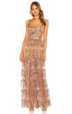 Bronx and Banco Runway Midnight Gown in Metallic Gold