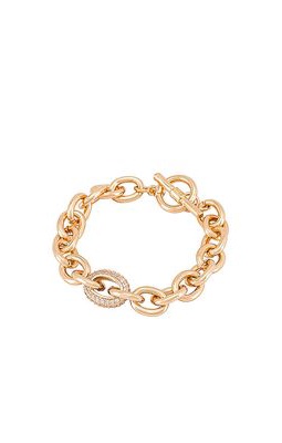 Ettika Toggle Bracelet in Metallic Gold.