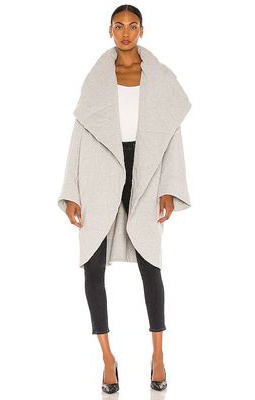 Norma Kamali Shawl Collar Coat in Grey