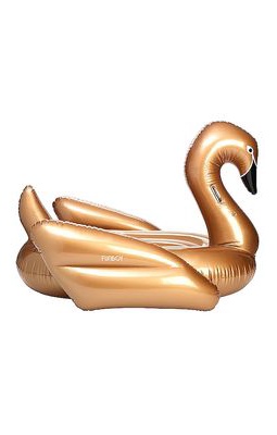 FUNBOY Inflatable Swan Pool Float in Metallic Gold.