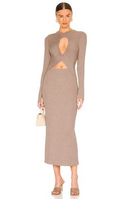 LNA Tenley Cut Out Dress in Taupe