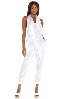 LNA X REVOLVE Open Back Jumpsuit in White