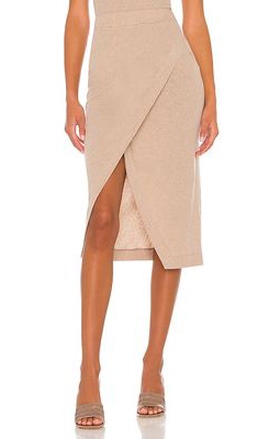 Enza Costa Cashmere Midi Skirt in Taupe