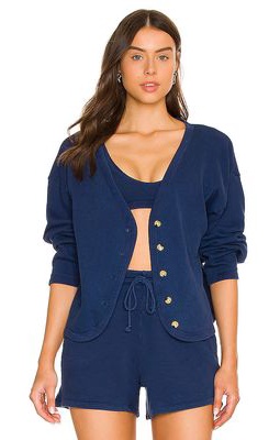 DONNI. Ribbed Cardigan in Navy