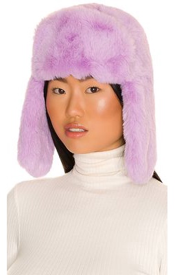 Adrienne Landau Faux Fur Hat in Purple.