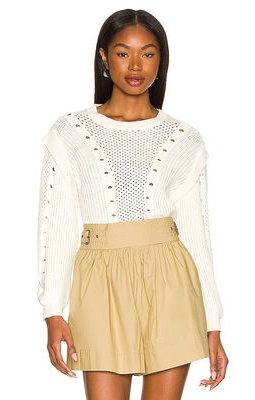 Central Park West Tia Mesh Sweater in Ivory