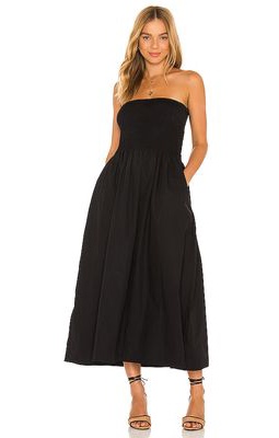 FAITHFULL THE BRAND Madella Midi Dress in Black