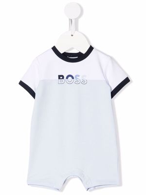 BOSS Kidswear two-tone logo print romper - Blue