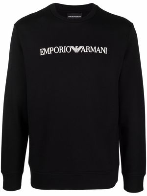 Emporio Armani logo-print crew-neck sweatshirt - Black