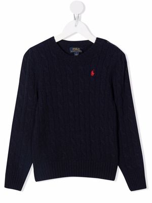 Ralph Lauren Kids embroidered-pony jumper - Blue