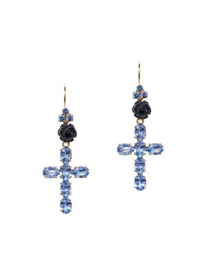 Dolce & Gabbana 18kt yellow gold Family cross sapphire and jade earrings