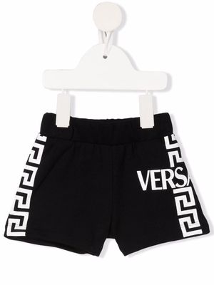 Versace Kids Greca-print track shorts - Black