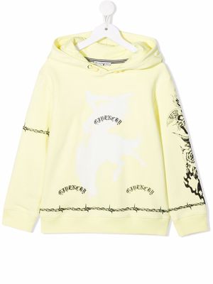 Givenchy Kids tattoo-print hoodie - Yellow