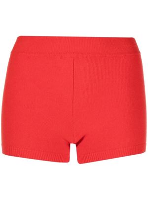 AMI AMALIA ribbed-knit merino wool shorts - Red
