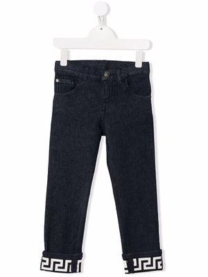 Versace Kids Greca slim-cut jeans - Blue