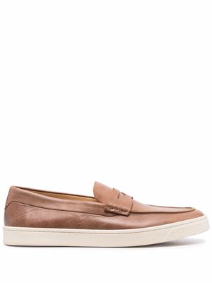 Brunello Cucinelli slip-on leather penny loafers - Brown