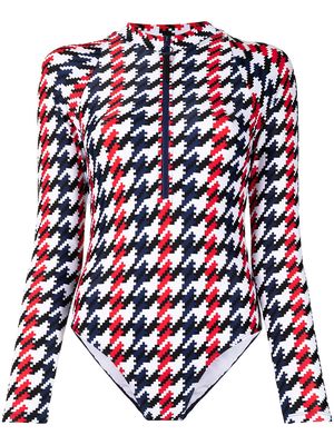 Perfect Moment Spring houndstooth-print surf wetsuit - White