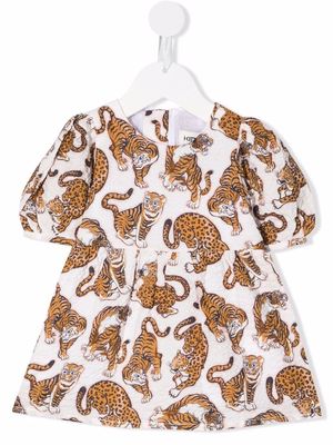 Kenzo Kids tiger pattern flared dress - White